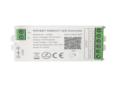 WiFi Bluetooth LED Controller for 5V-24V Light Strips